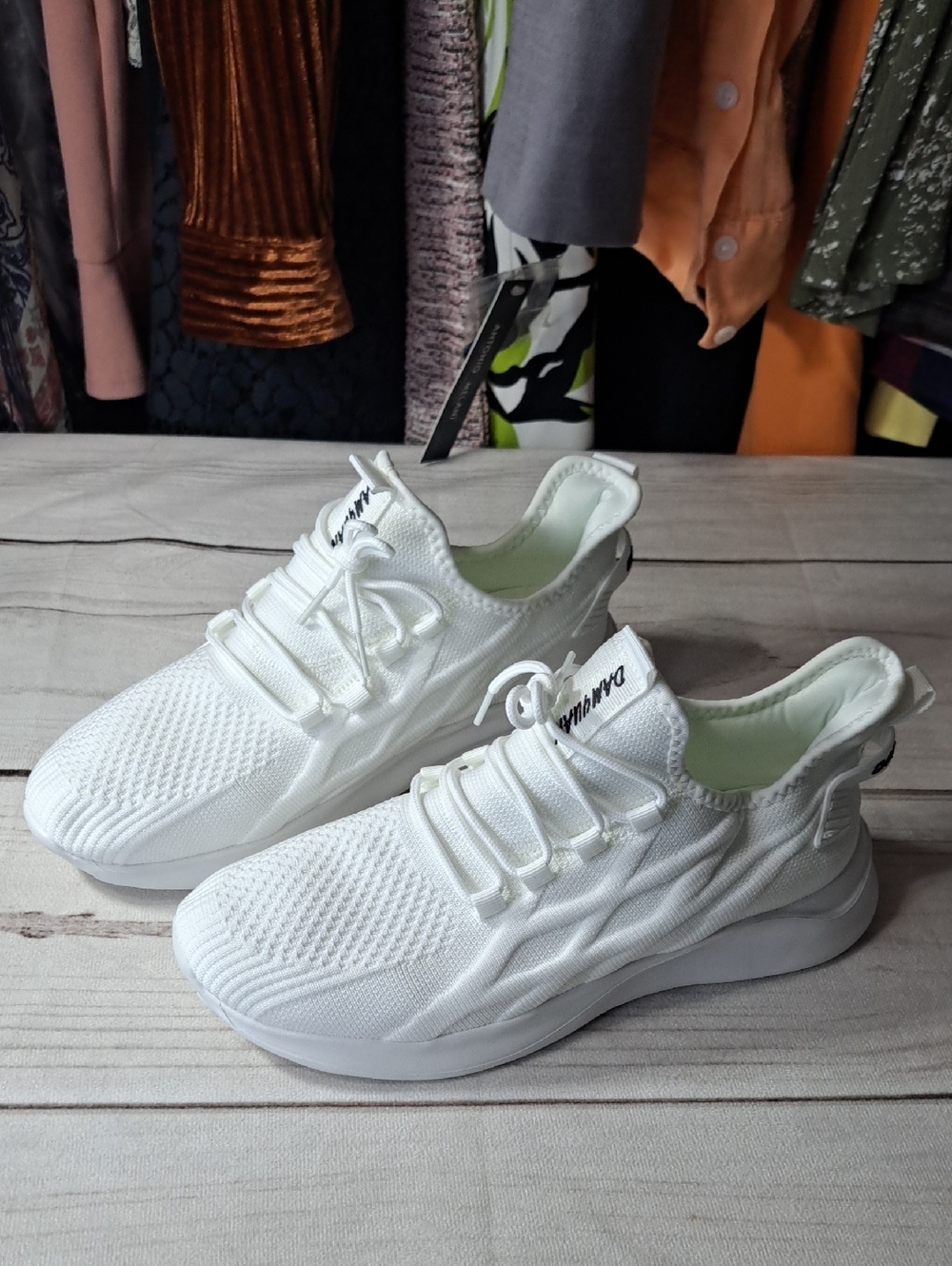 All-White Knit Athletic Sneakers Size 40